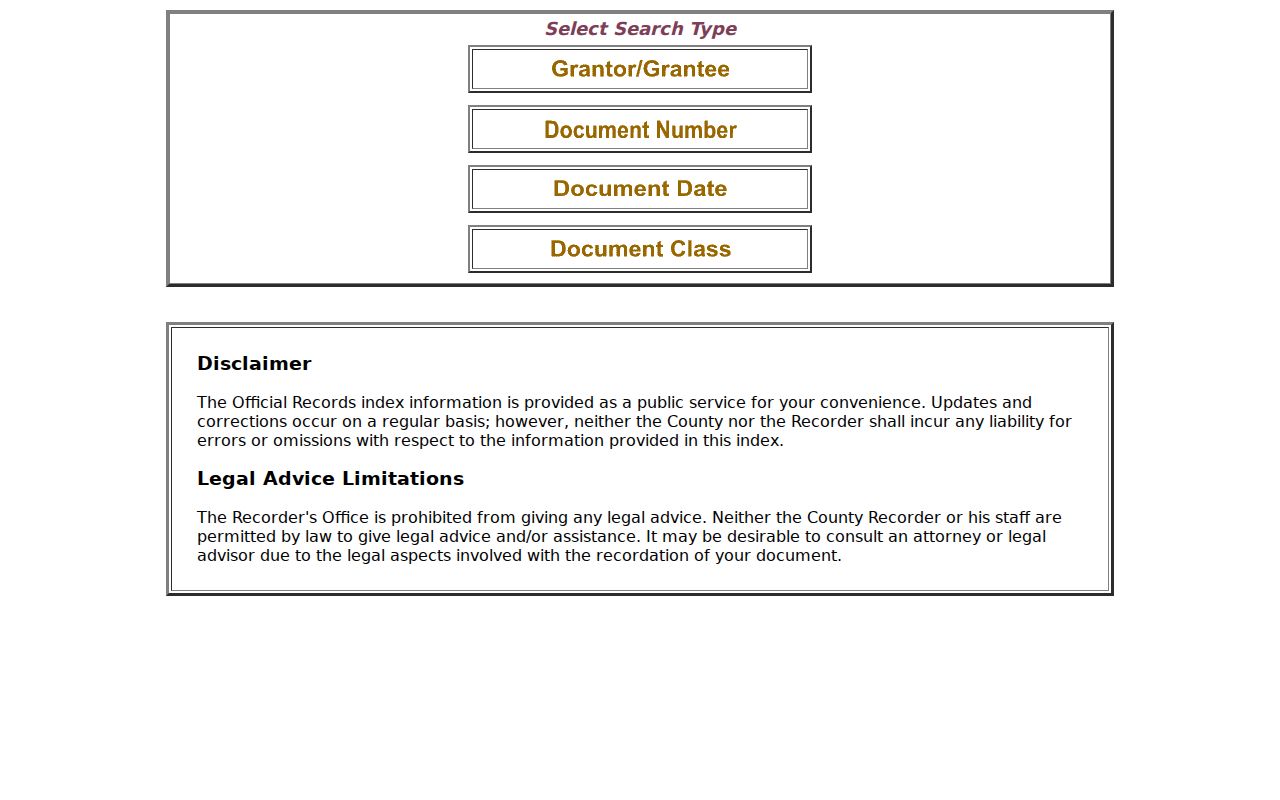 Wasco people search using the Kern official document menu
