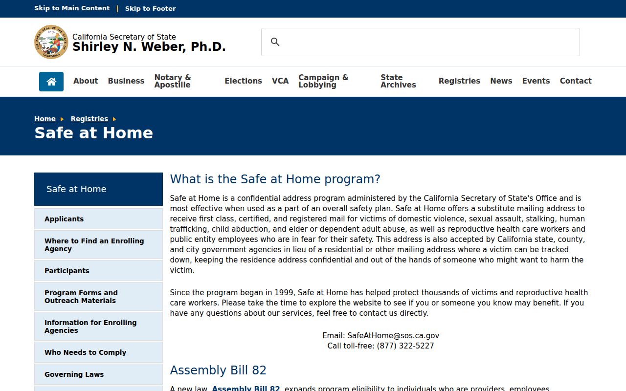 Wasco voter registration records Safe at Home confidentiality program
