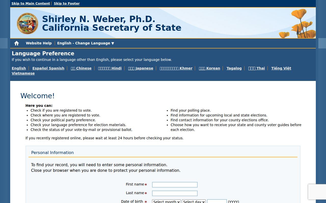 Wasco voter registration records My Voter Status lookup